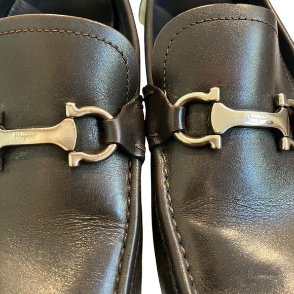 SALVATORE FERRAGAMO Plum Leather Driving Shoes Sz 8.5 EE, RETAIL $560 - Picture 10 of 14